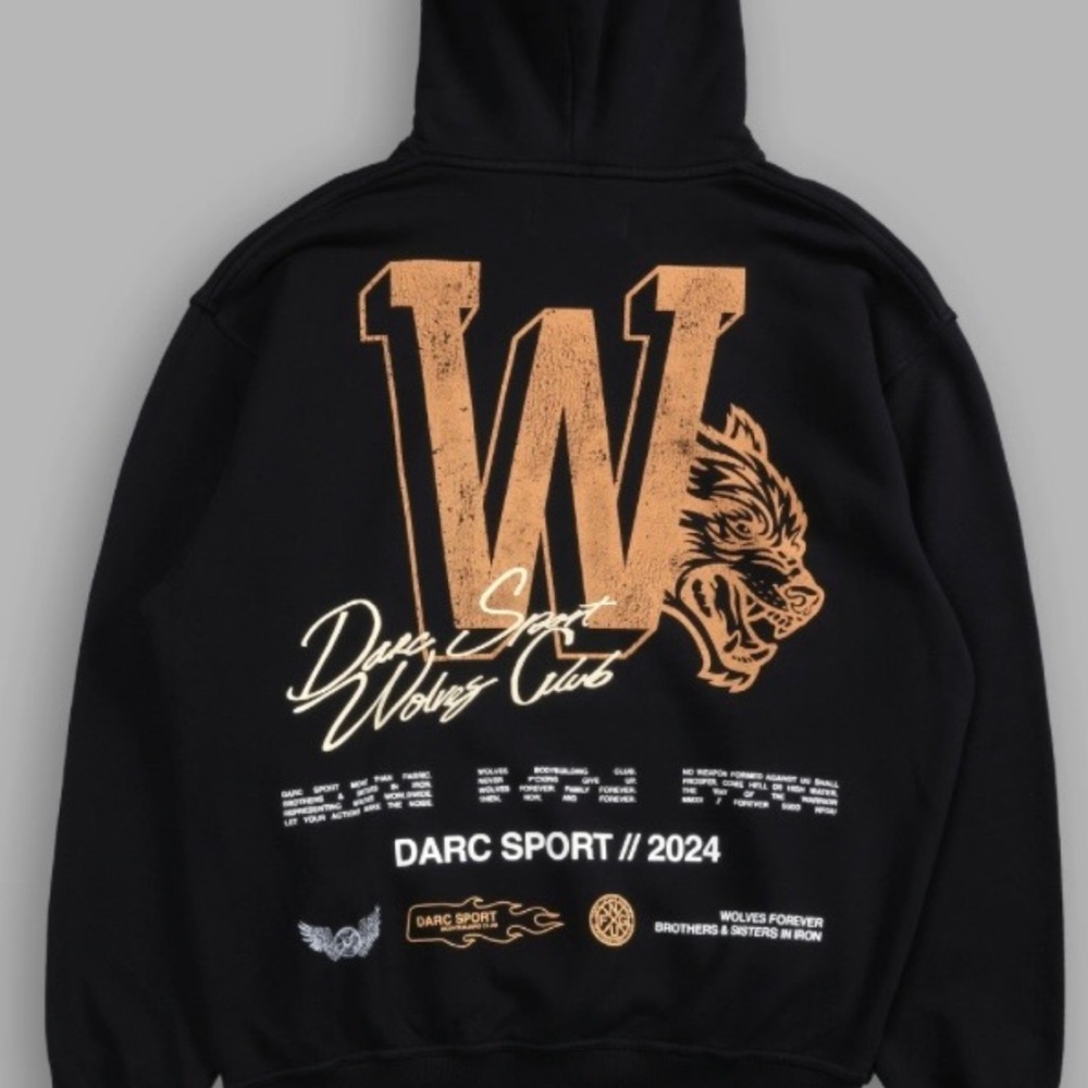 Darc Sport Black Hoodie with Bold Orange Design